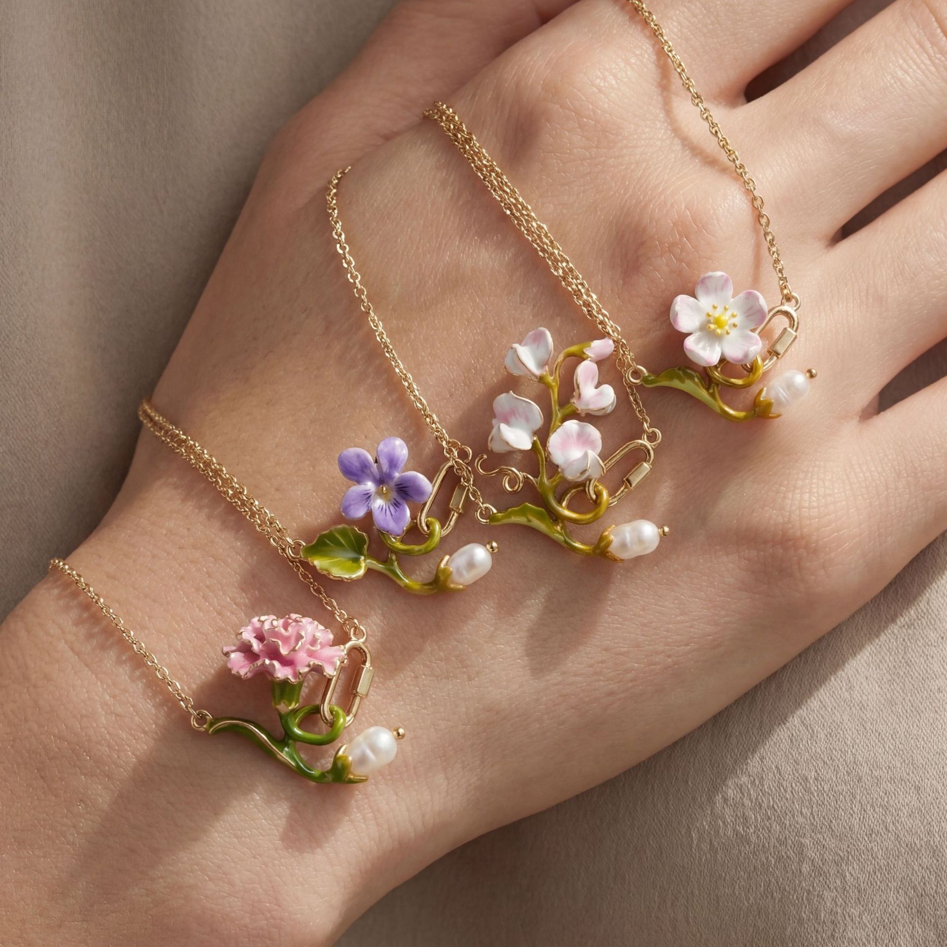 Birth Flower Necklace - Kalung Bunga Kelahiran 12 Bulan untuk