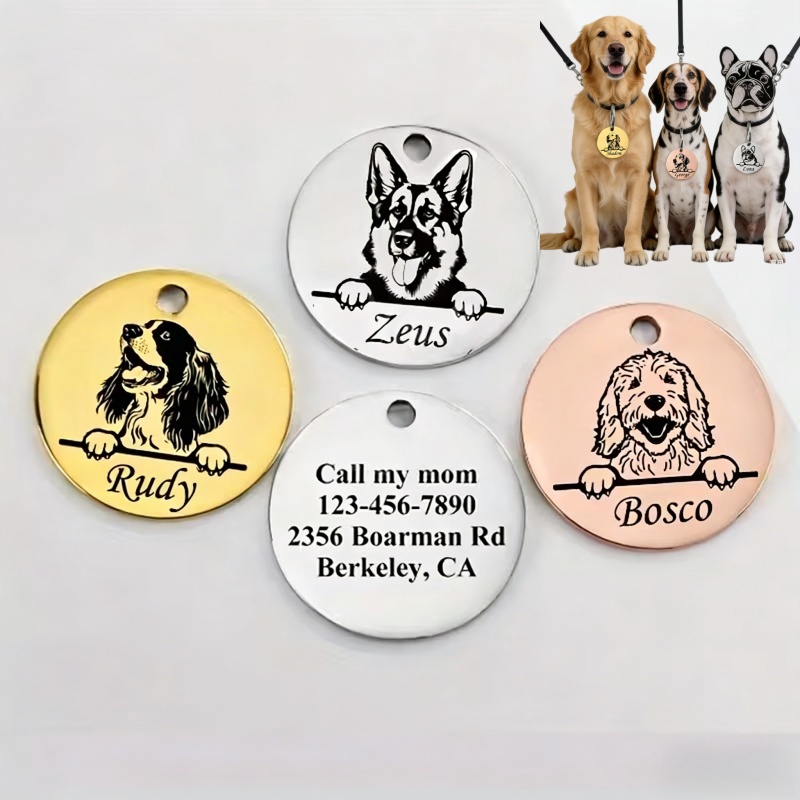 Pet Portrait Custom - Kalung Anti-Hilang untuk Anjing Kucing dengan