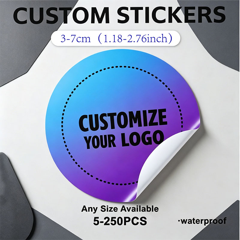 Personalized Name Box - Stiker Bulat dengan Logo Kustom, Nama
