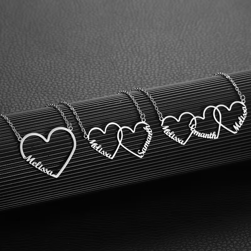 Kalung Nama Hati Saling Terkai - Name Necklace Custom ulasan dan harga
