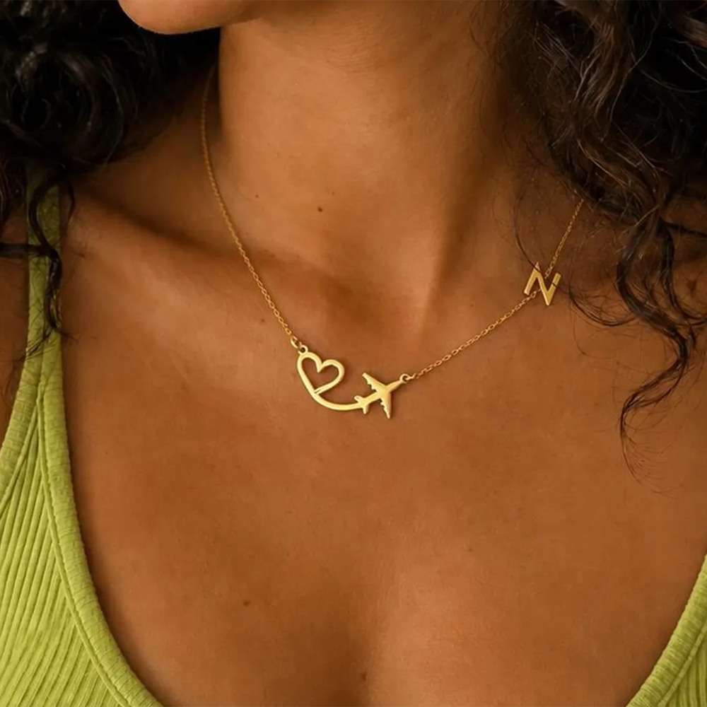 Kalung Liontin Inisial Pesawat - Name Necklace Custom ulasan dan harga