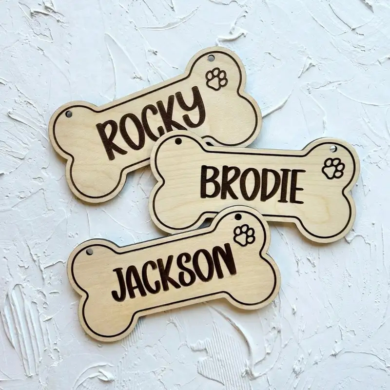5PCS Tag Anjing Kayu Kustom -  - Pet Portrait Custom ulasan dan harga