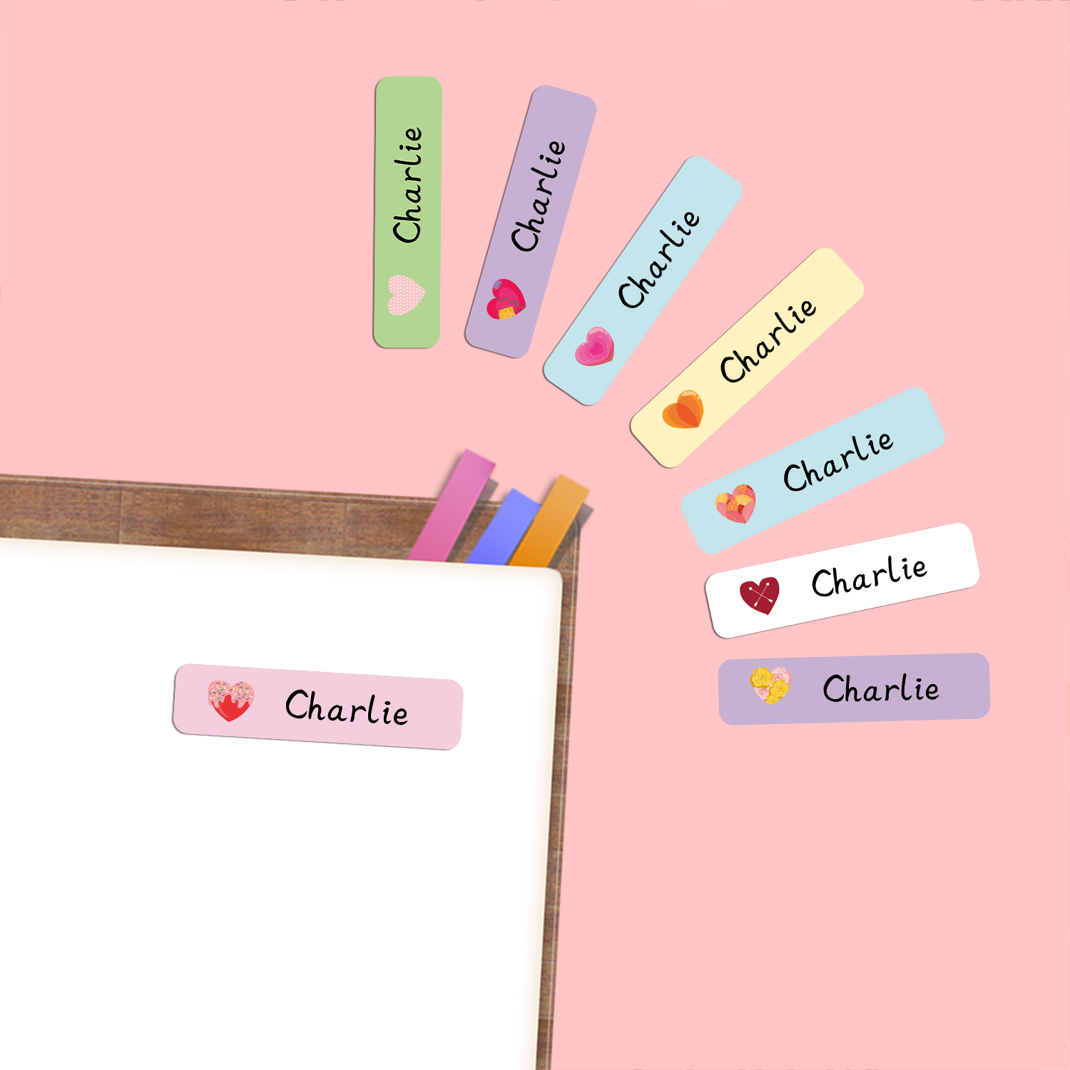 Stiker Label Nama Bentuk Hati  - Personalized Name Box ulasan dan harga