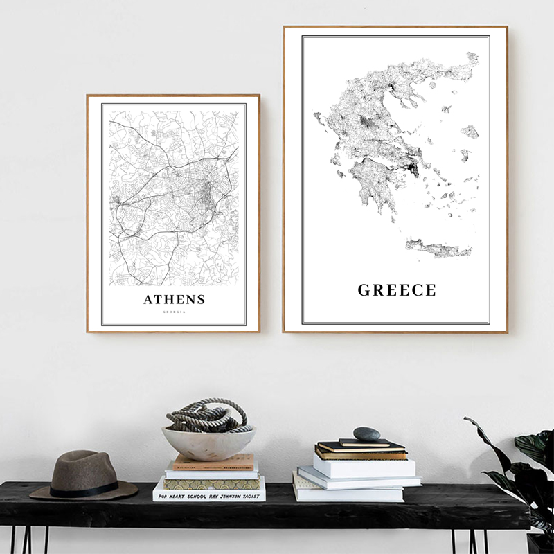 Yunani Peta jalan Poster Hitam - Custom Star Map ulasan dan harga