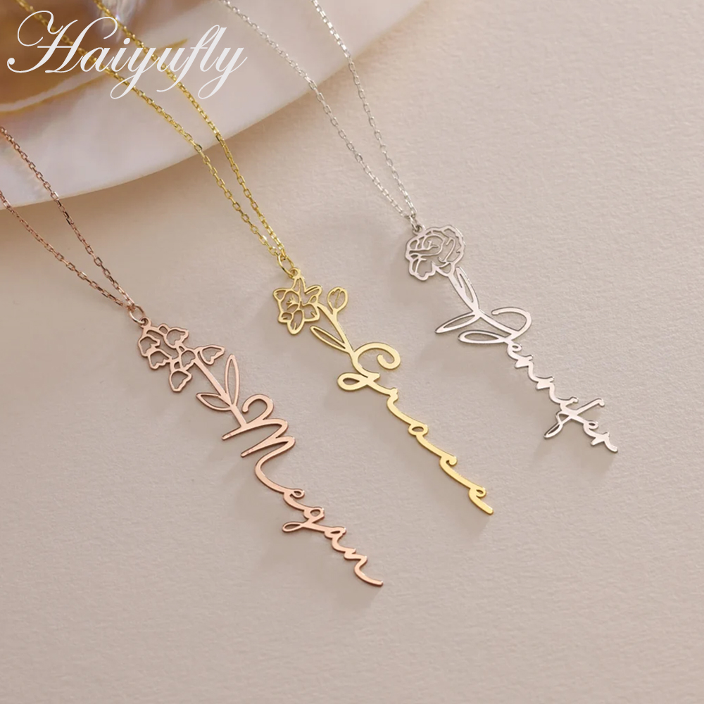 Haiyufly kalung nama kustom un - Birth Flower Necklace ulasan dan harga